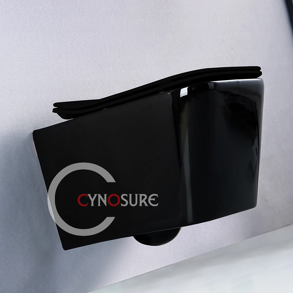 Wholesale Wall Backed Toilets Glossy Black Sanitary Ware Wc Toilet Bowl Wall Mounted Bathroom Toilet