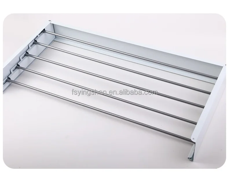 Space-Saving Wall-Mounted Aluminum Foldable Clothes Drying Rack for Kitchen Wardrobe Home Use for Bathroom or Living Room