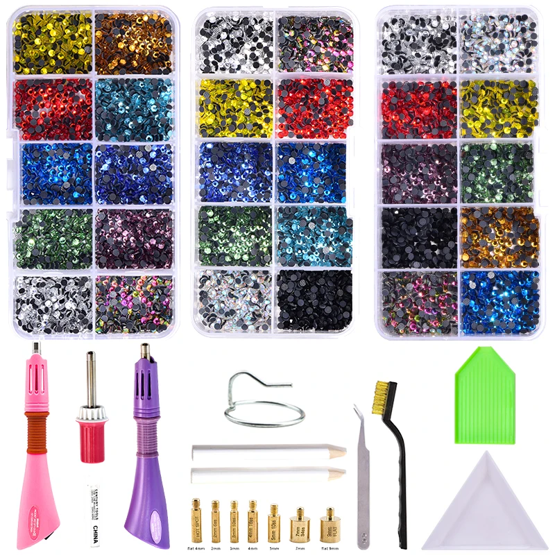 2000pcs/Box SS10 DMC Hotfix Rhinestones Hot Fix Rhinestone Applicator Wand Sets