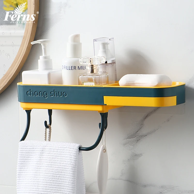 Eco Friendly Plastic Storage Shelves Wall-Mounted No Drilling Bathroom Organizer Bathroom Plastic Shower Basket