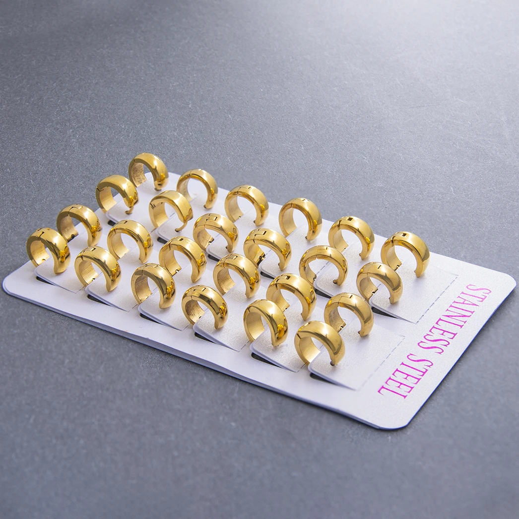 Powell Waterproof Jewelry Bulk Wholesale Earrings Custom Stainless Steel Hoop Shape 14K 18K Gold Plated Earrings