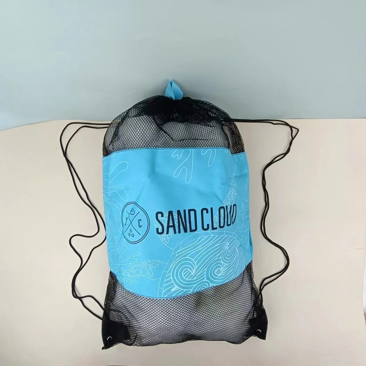 High-quality nylon polyester drawstring bag sport net bag reusable and durable mesh drawstring backpacks with logo