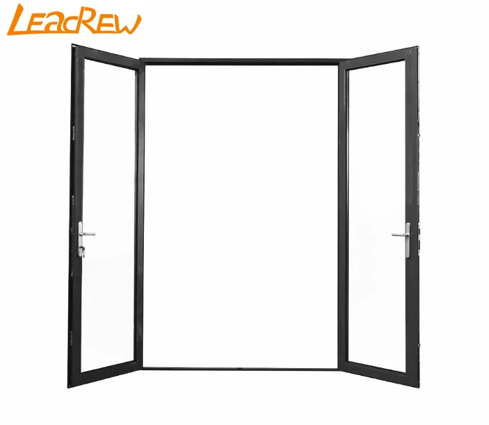 Tempered Glass Double Leaf Aluminum Swing Door Modern Aluminum Home Doors Casement Door