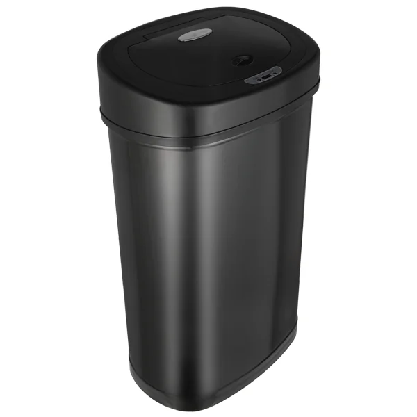 NINESTARS 13 gallon 50 Liter stainless steel 430 black waste bin touchless trash can high-tech household induction sensor bin