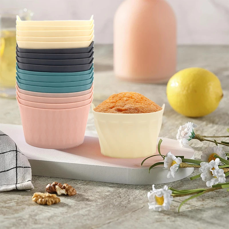 12 Pack Reusable Non-stick Large Silicone Baking Cups 3.4 Inch Jumbo Silicone Cupcake Liners Cake Molds