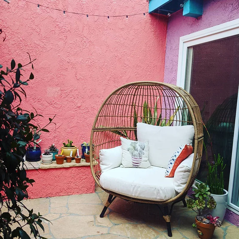 Wicker Rattan Swing Chair Hanging Egg Hammock Chair Cushions Hammock with Stand Cushioned Chair