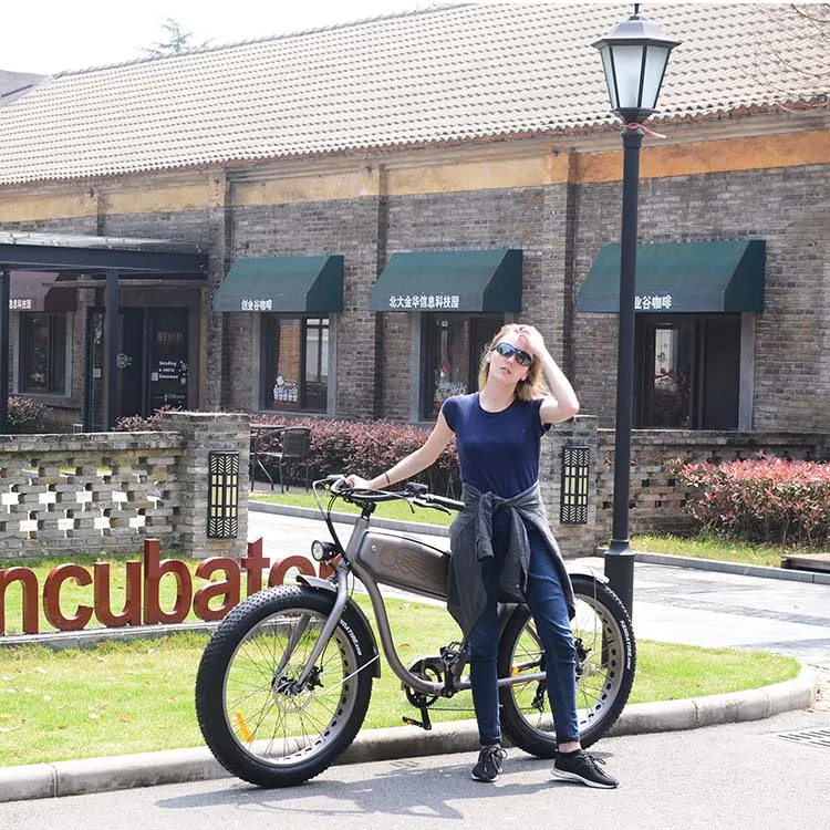 Outdoor sports bicycle with front shock absorber and wide tire electric mountain bike fat tire electric cycle motor 750w