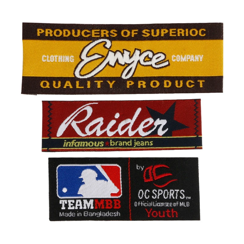 Модный логотип, высокая плотность, дамасский атлас, основной размер, шея, ткань, этикетка, одежда, тканые этикетки для одежды