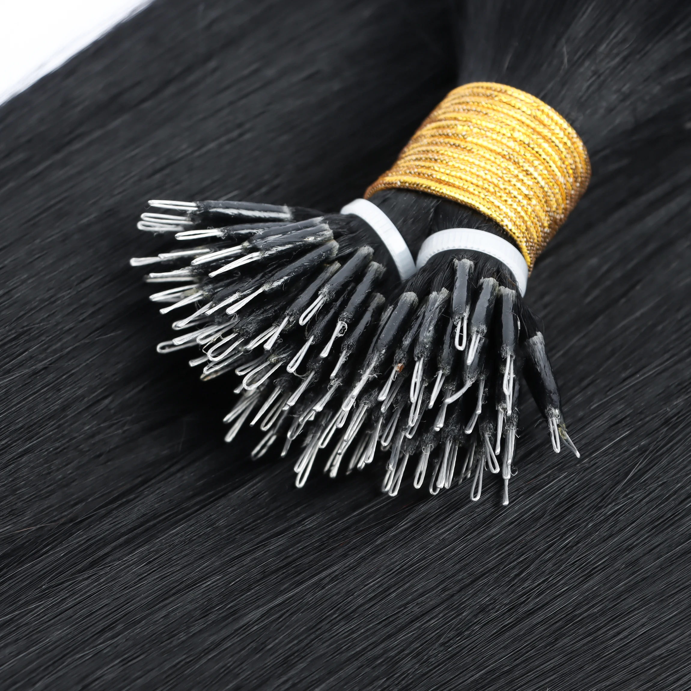 wholesale raw cuticle aligned Russian hair remy virgin double drawn beads nano ring human hair extensions