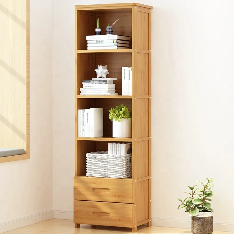 Haichuan modern simple design bamboo wooden 3-5 level bookshelf for office room bookcase