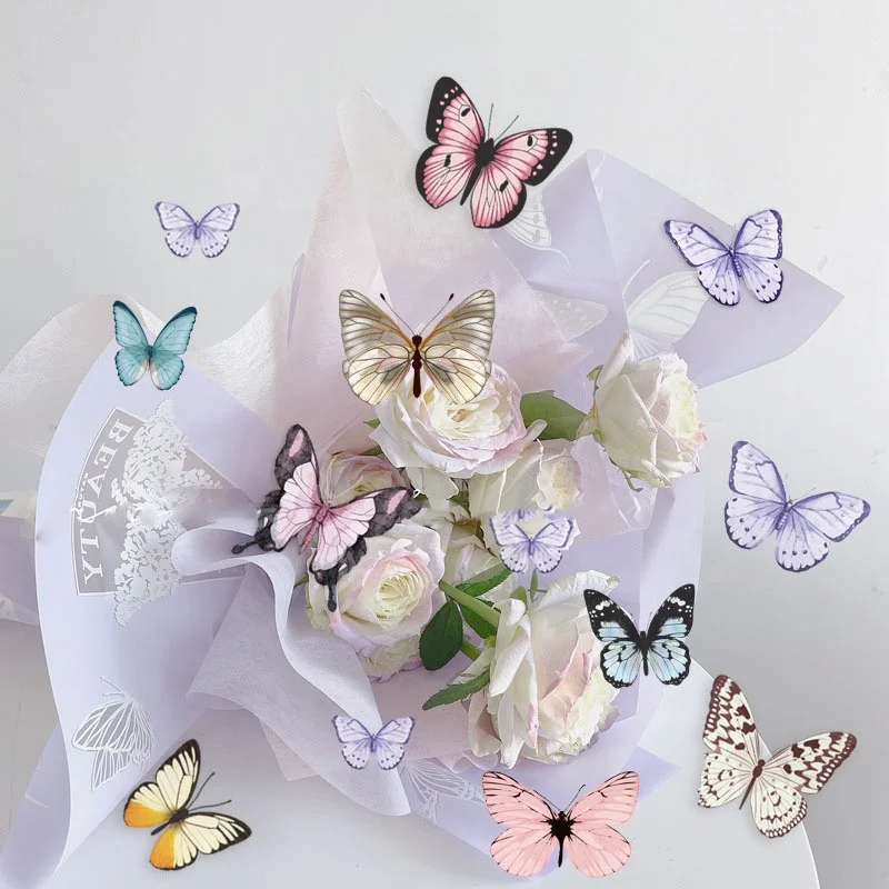 Wholesale PVC butterfly creative flower decoration simulation butterfly flower packaging felt wall diy decorations