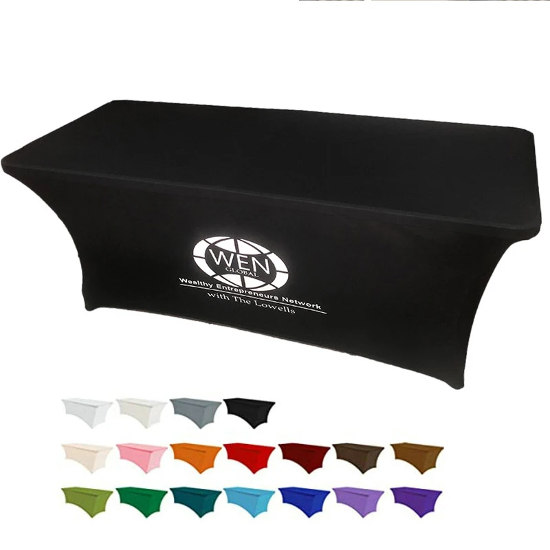 Custom Spandex Table Covers Print Logo Rectangle Polyester Table Cloth Party Banquet Wedding Stretch Tablecloth