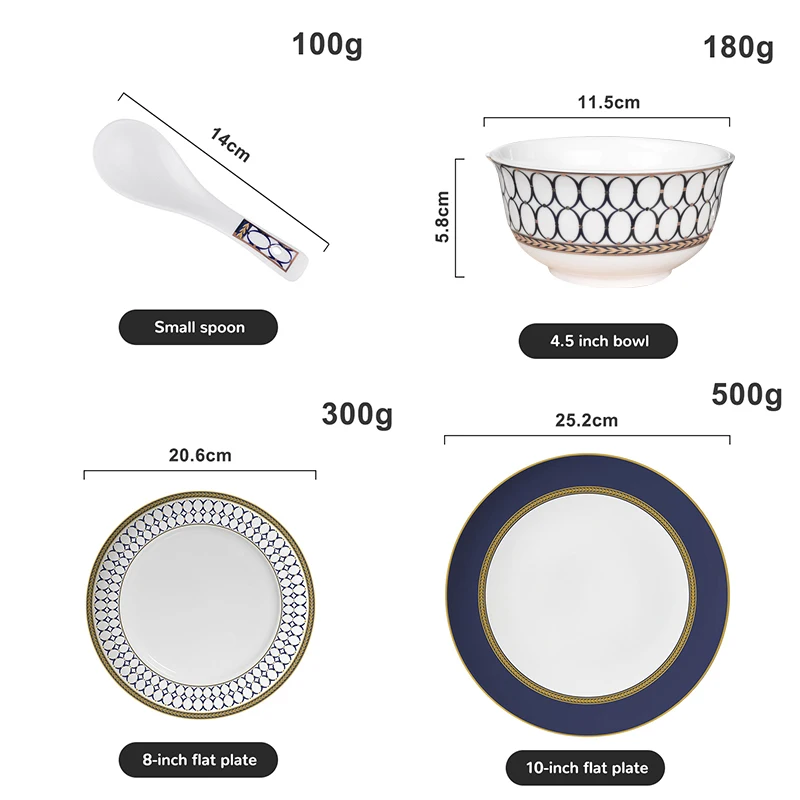 High Grade Good Price Custom dinnerware luxury porcelain dinner set gold dinnerware sets porcelain luxury ceramic tableware