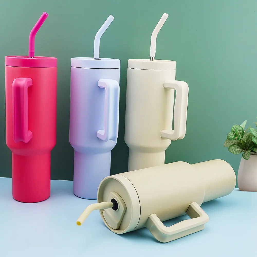 New Design Adventure Tumbler vacuum metal cup stainless travel mug 40oz insulated handle tumbler with lids and straw