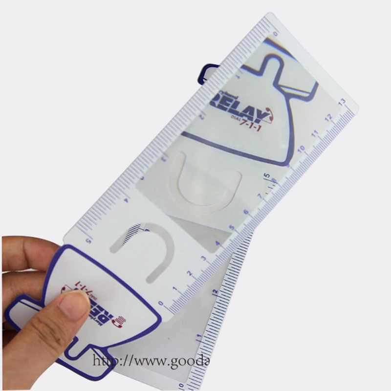Custom Magnifying Glass Bookmark - Fresnel 3X Power Flat Bookmark Magnifier ruler