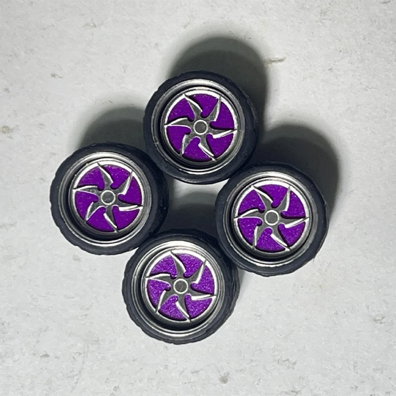 Diecast Model Car Parts Alloy Wheels Rubber Tires Modified Parts 4pcs 1/64 Wheels Diecast Toys