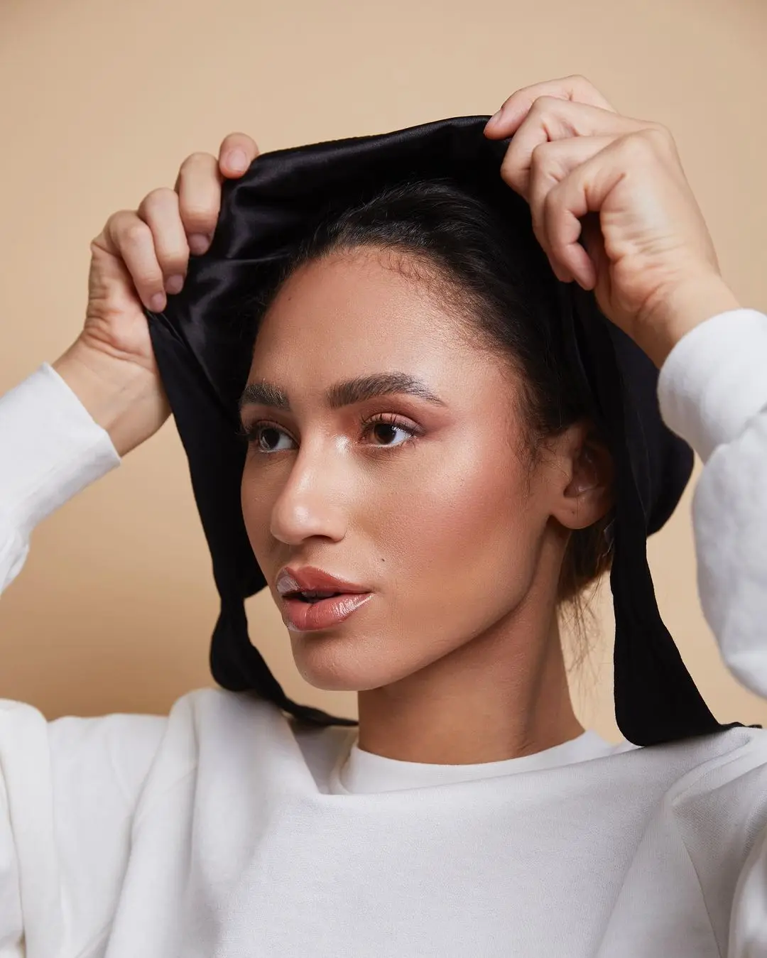 
new product ideas 2021 specia cotton jersey outside stretch tie back inner satin lined hijab cap 