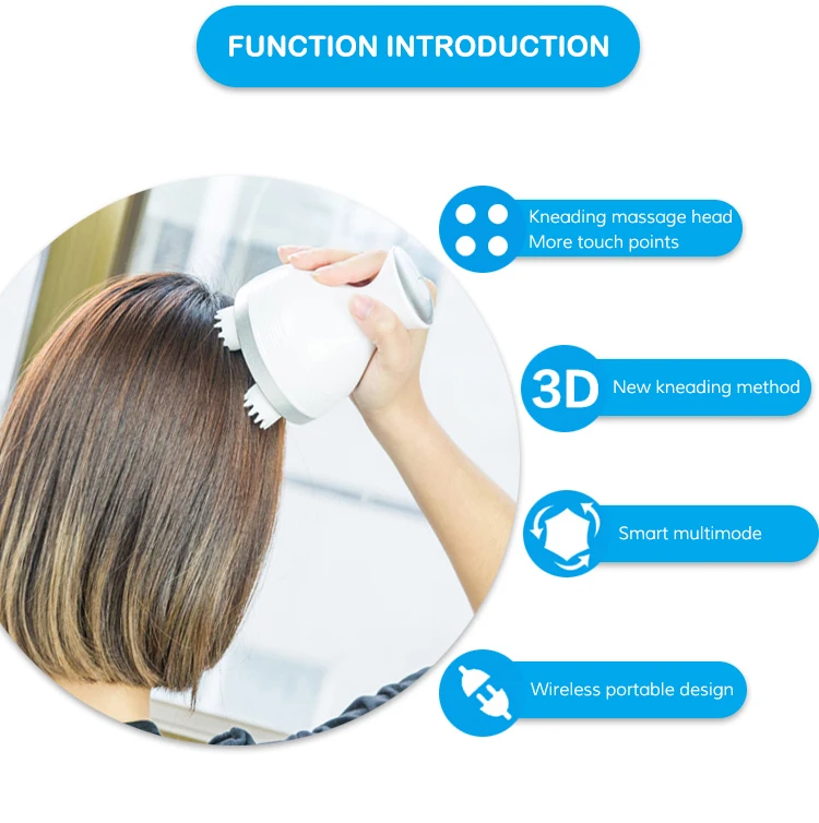 Wholesale Electric Waterproof Hand Finger Massager Hair Growth Scalp Massager Brush Head Refreshing Scalp Massager