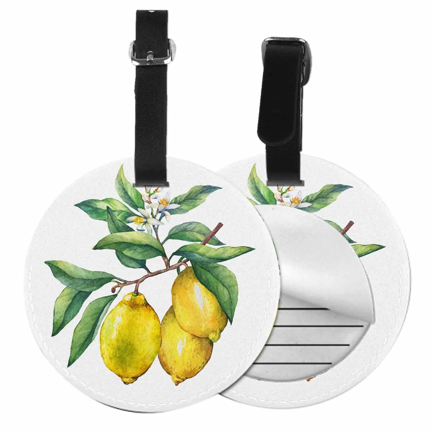 Printed dog and cat round leather luggage label supplier customized personalized pattern anti-loss identification luggage tag