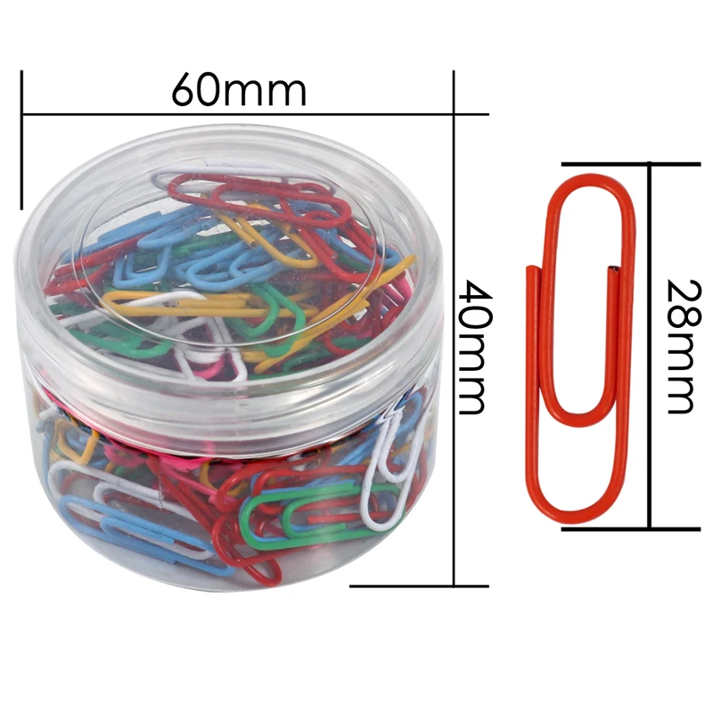 Foska 28mm round Color office Plastic Paper Clip Stationery Paper Clips Customs For Office Color assorted Paper Clips for school