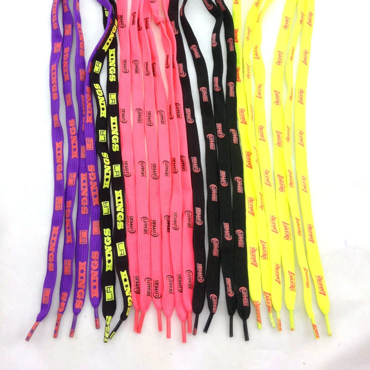High Quality Shoelaces Polyester Elastic Shoelace Factory Popular Logo Custom Tips Flat Shoe Lace