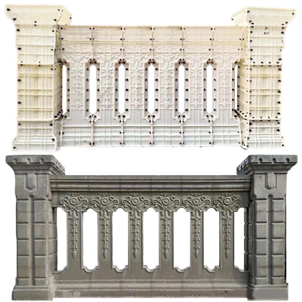 Casting in place plastic decorative square flower shape concrete baluster mold for sale concrete fence mold precast making mold