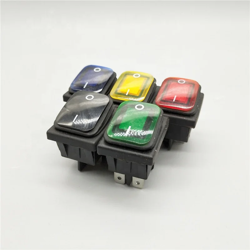 KCD4 20A/250V 4 Pin DPST IP67 Sealed Waterproof Rocker Switch with LED 12V 24V 110V 220V 30x22