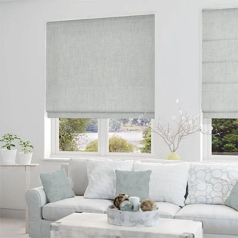 Modern Style Motorized Roller Shades Ready-Made Roman Blinds Office Home Chain Control Plastic Material Blackout Skylight