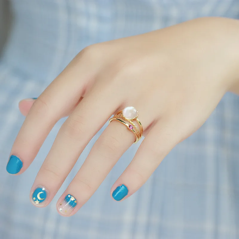 Elegant Multilayer Natural Crystal CZ 925 Sterling Silver Ring