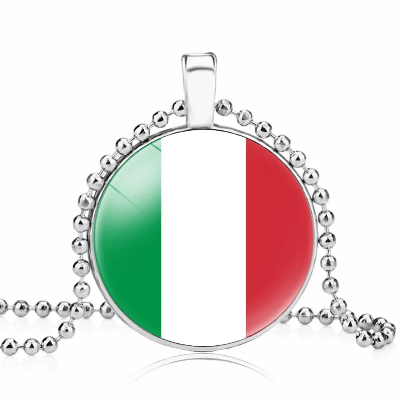 britain Flag Design Glass Dome Pendant Trays Bezel Setting Necklace Country Flag Chain Necklace