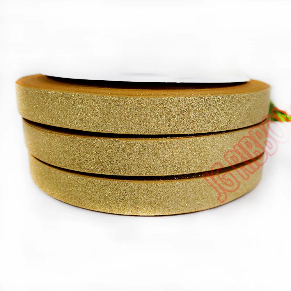 100% polyester gold sparkle printed glitter grosgrain satin ribbon