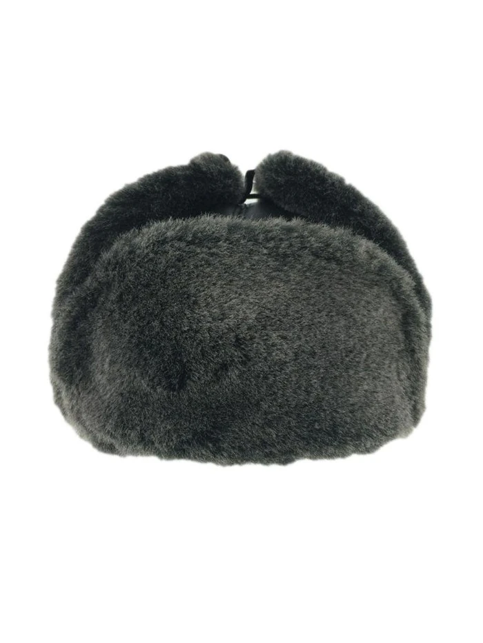 custom promotional women trooper hat wholesale warm fur trucker double face shearling sheepskin Winter trapper Ushanka hat