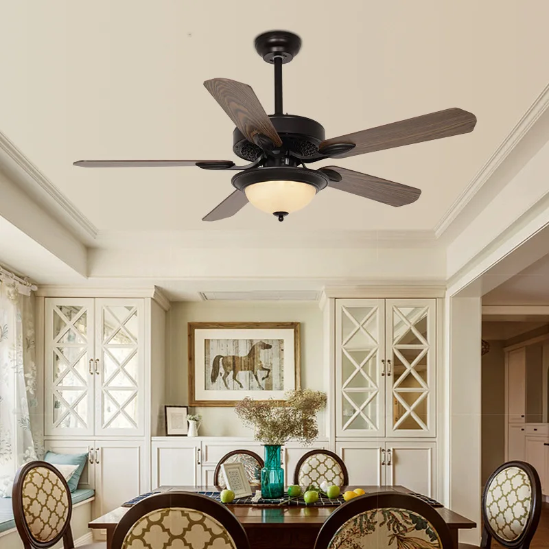 Modern Ceiling Indoor Fan Decorative Smart 110V-240V Remote Control Luxury Wooden Blades Led Light Ceiling Fan