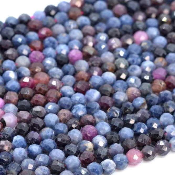 
Ruby Sapphire Beads Grade AA Genuine Natural Gemstone Full Strand Faceted Round Loose Beads  (62410723954)