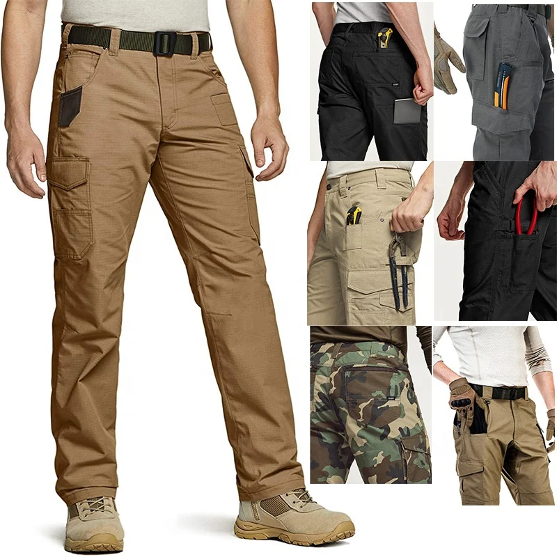 custom Outdoor Multi Pockets carpenter heavy duty work Trousers mens elastic Hunting utility overall construction cargo pants