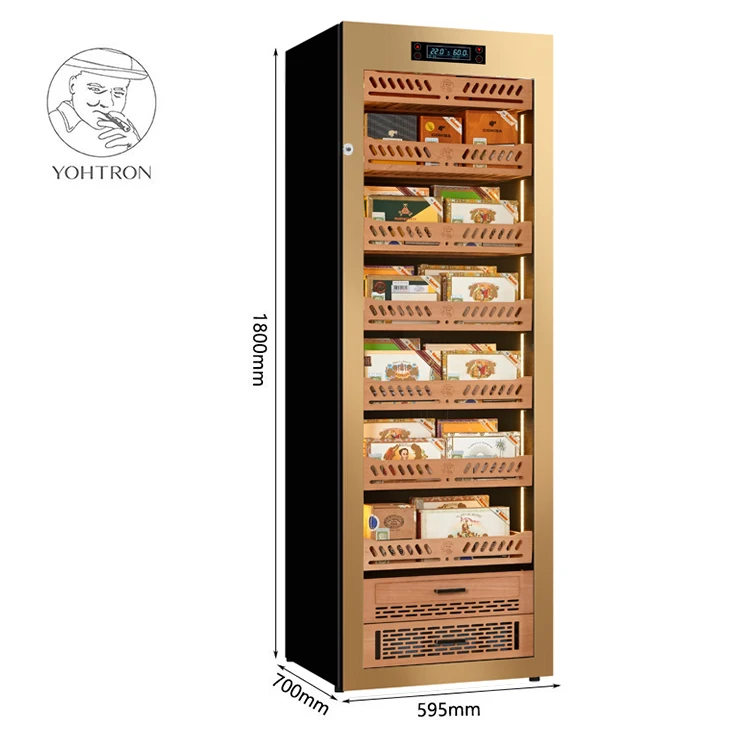Прямой завод Yohtron розового золота для сигарного шкафа humidor личного и коммерческого использования.