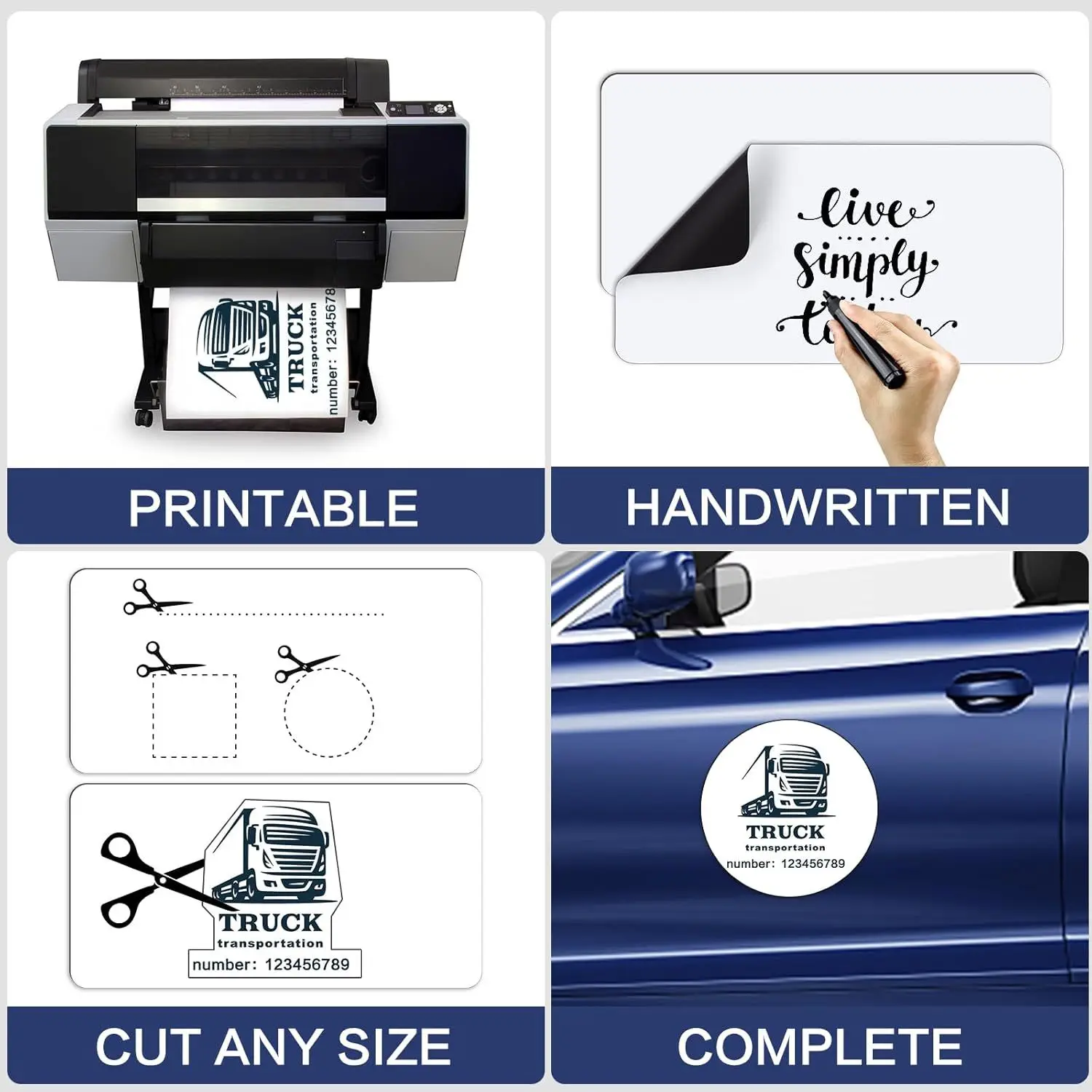 JOYFFO Flexible Magnetic Bumper Sticker Set Rounded Corners Blank Car Door Signs Prevent Scratches Car Magnets