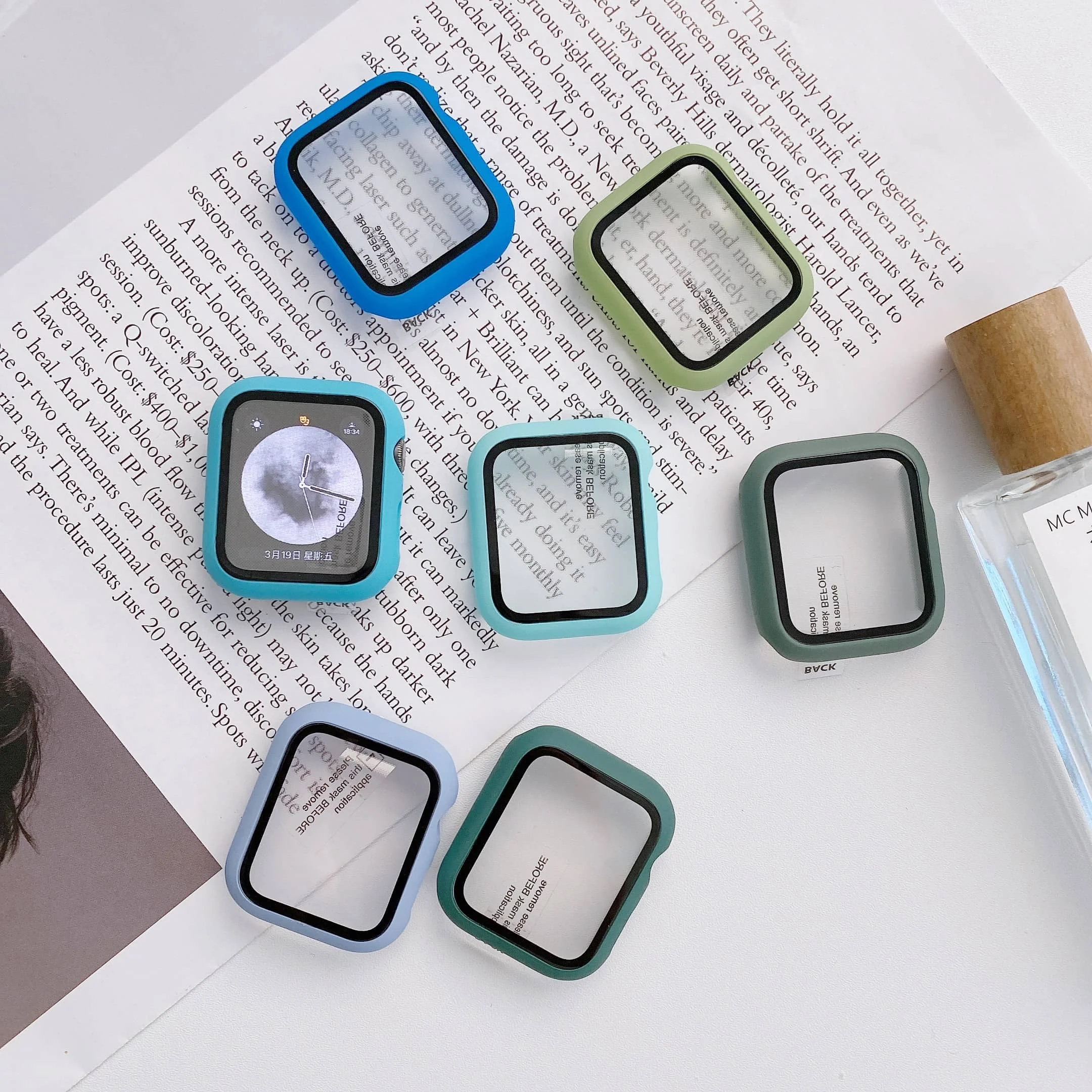  Матовый защитный чехол карамельного цвета из ТПУ силиконовый для Apple Watch + стальная пленка iwatch se 4 5