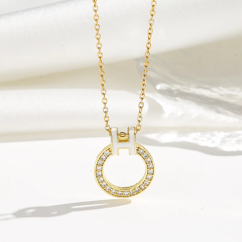 More Design Send Inquiry Get Catalog Designer Letter H Necklace Luxury Brand Diamond  Gold Collar Jewelry  Accessories