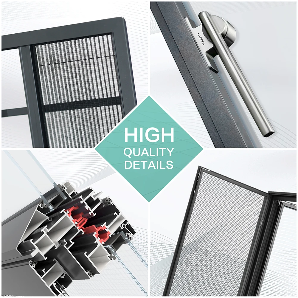 SUNGYE Ultra Narrow Frame House Window Design Anti-Deformation Heat Insulation Aluminum Black Casement Window Tilt Turn Windows