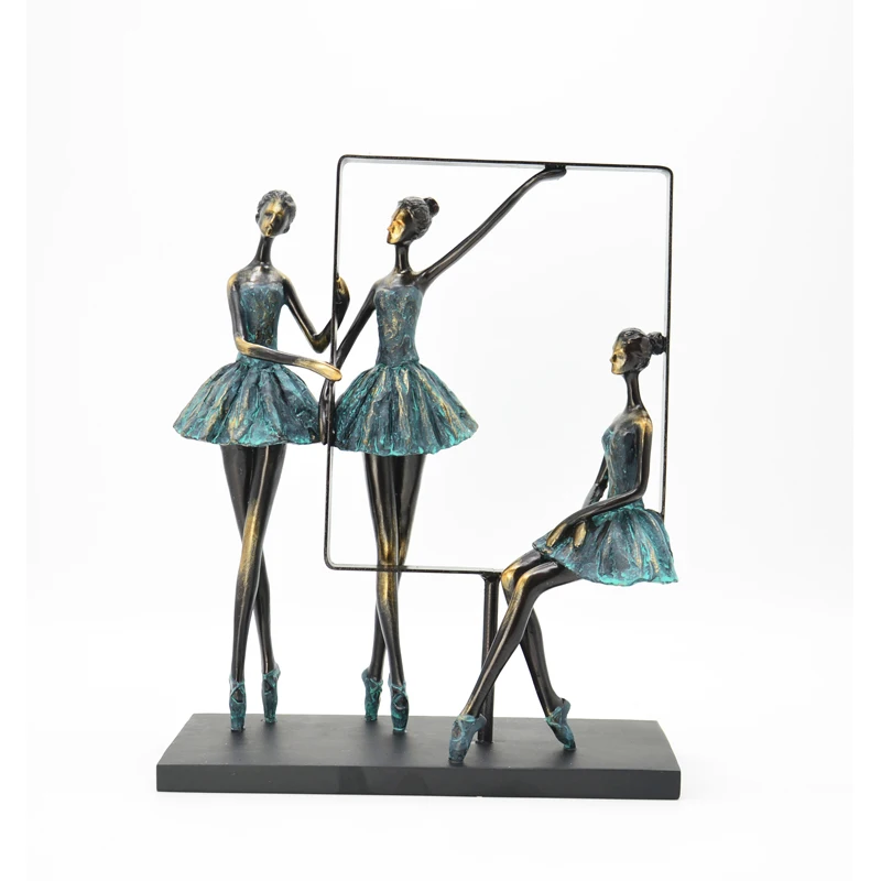 Factory Direct Loving theme Modern Decoration resin figurine  dancing ladies with frame sculpture resin statue for office decor