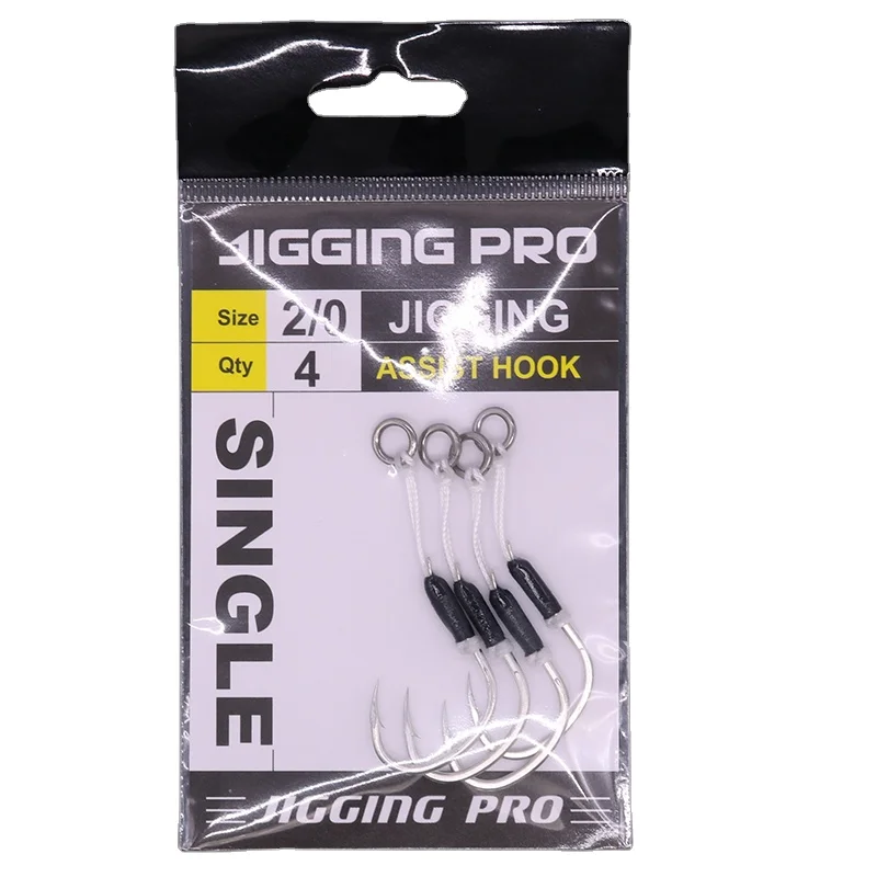 CASTFUN Sea Single Jig Hook с твердым кольцевым вспомогательным крючком рыболовные крючки из высокоуглеродистой стали