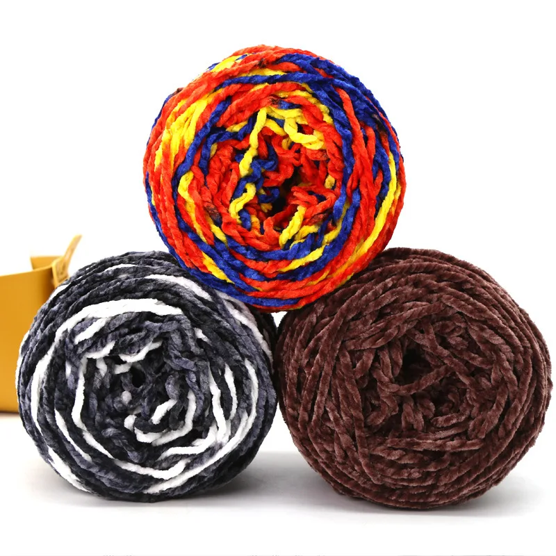High Three Strands Chenille Wool 3 Strands Velvet Crochet Thread Woven Scarf Thread Handmade Sweater Thread DIY Polyester Yarn