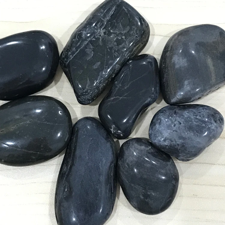 Chinese Supply  NJ-010 high polished black color Paving Stone Natural Pebble Stone