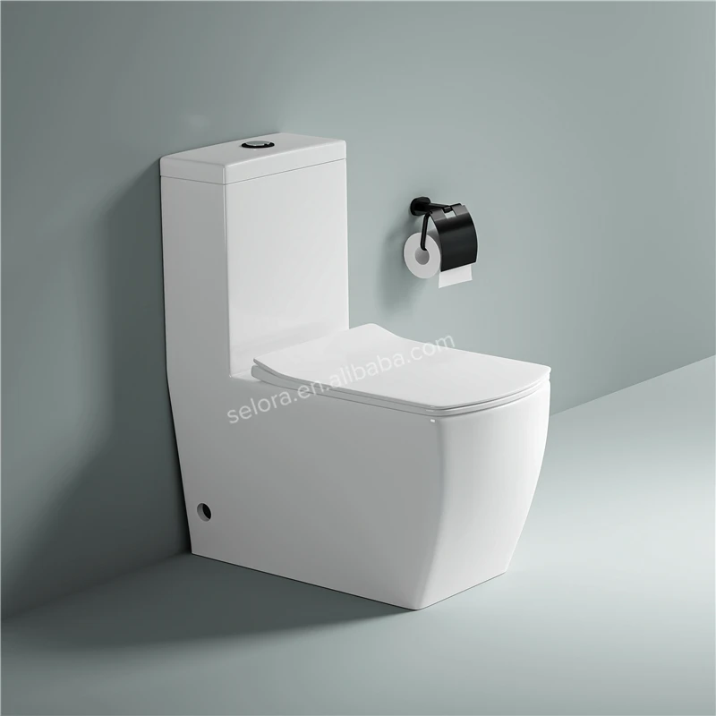 Square shape washdown S-trap floor mounted 1 piece toilet wc bowl for bathroom
