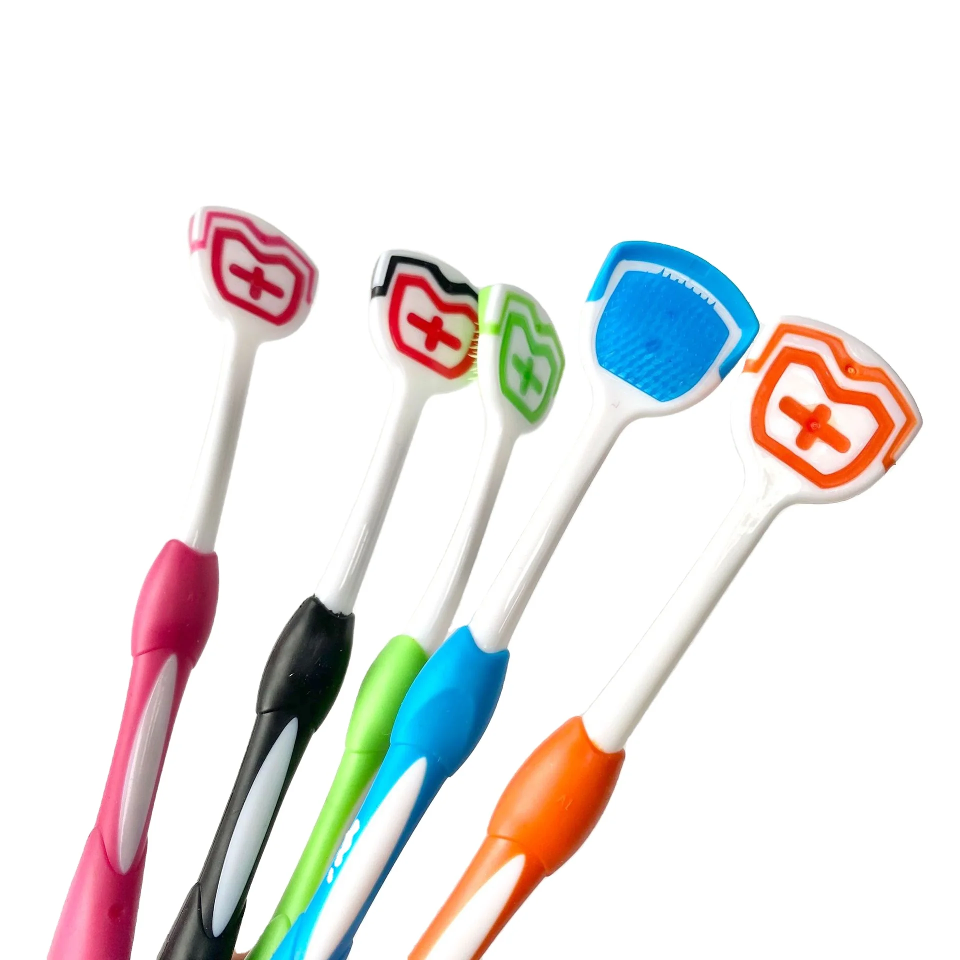 Amazon High Quality Colorful Tongue Coating Cleaners Brush Plastic Tongue Cleaner Scraper