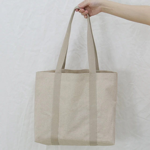Custom Portable Eco Grocery Hand Bags High-Capacity Jute Shopping Bag Cotton Canvas Tote Bag
