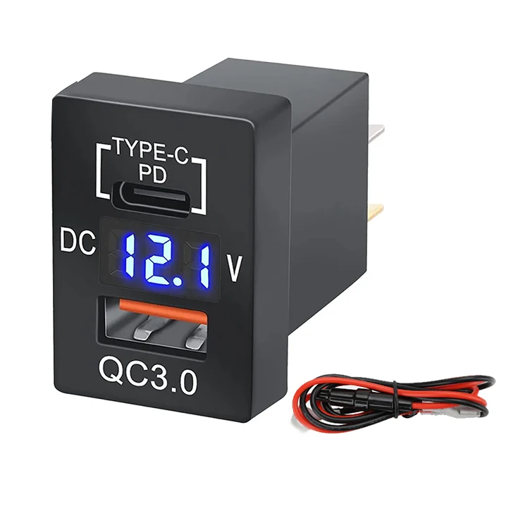 Dual USB Port QC3.0 Charging Port Car Charger Socket Charging Power Adapter Outlet for Toyota Corolla Camry RAV4 Cruiser