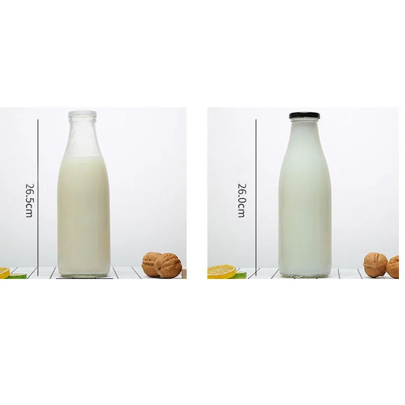 Avertan Empty 100ml 120ml 200ml  small glass drinking yogurt milk bottle8oz 12oz 14oz glass bottle for milk with Plastic lid