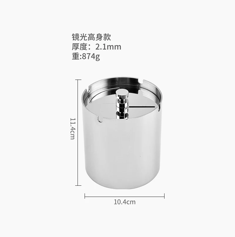 Innovative Portable Cigarette Ashtray Smokeless Round Shape Stainless Steel Cigar Ashtray with Lid Cover